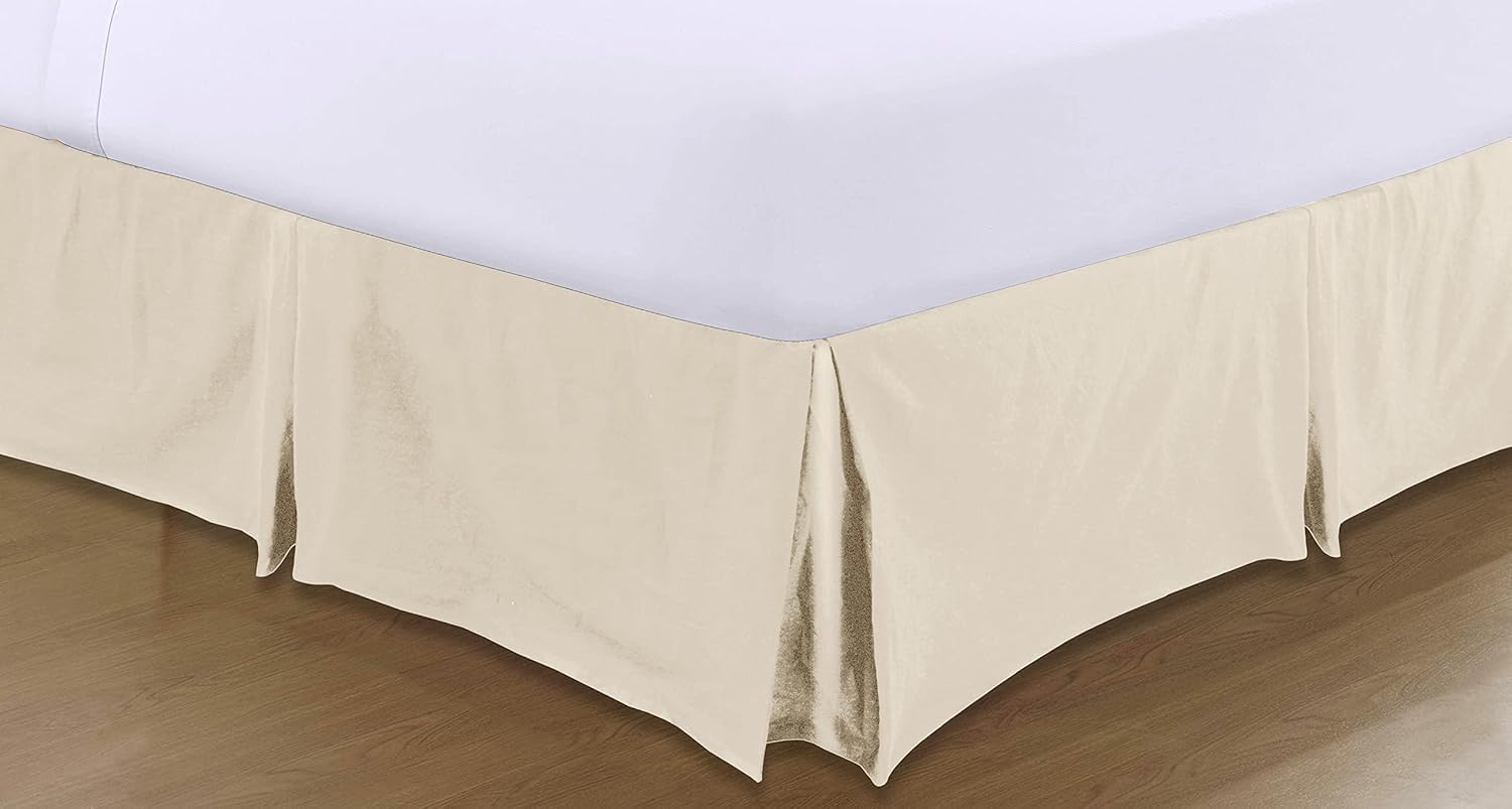 A ATH COLLECTION Pleated Base Valance Sheet Easy Care Polycotton Base Valances Bed Skirt with 40 CM Valance Drop (Super King, Mocha)