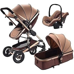 Zhiding Babykar 3 in 1 opvouwbare buggy 131-wieler, kinderwagen met extra grote luchtwielen, voor kinderen schakelbare fietswalking, lange reis voor pasgeboren en peuter (Color : Khaki)