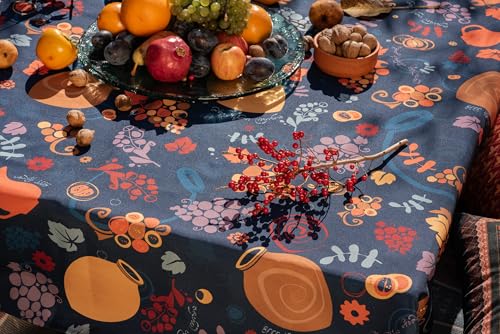 Nappe Qvevri Coton Bleu 140x140 cm pour Protéger et Sublimer la Table
