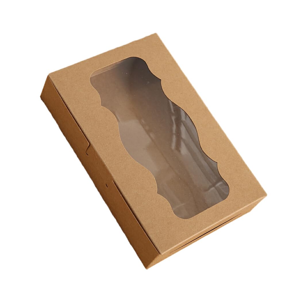 QOKLIYUI Scatola per Biscotti Economica ed Ecologica per Tutte Le Occasioni Confezione di Torte di Carta Scatola per Cupcake Scatola da Forno Facile igienica, Kraft da 10 * 6 * 2 Pollici