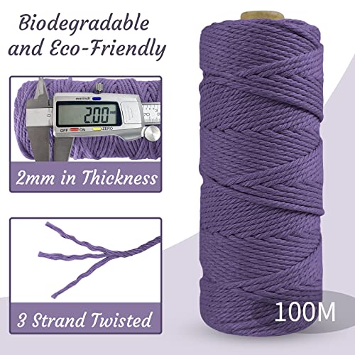 LEREATI Macrame Cord 2mm x 100m, Thick Macrame Rope Natural Cotton Rope Craft String - Image 3