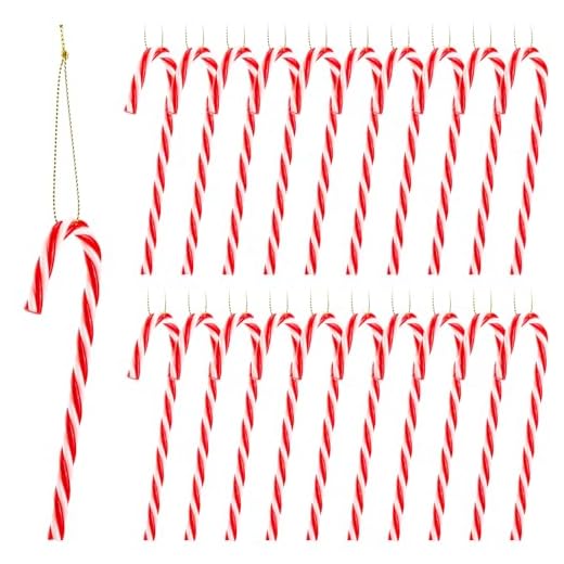 Annhao Decorazioni Albero di Natale 30 Pezzi, Plastica Candy Cane di Natalizie per Attaccatura in Albero di Natale Wall Home Party Decorazioni Ornamenti con Cordino