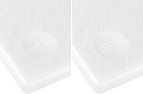 CURTA Paquete de 2 tablas de cortar para cocina, 18 x 12 x 0.5 pulgadas, tabla de cortar de plástico con código de color blanco con superficie