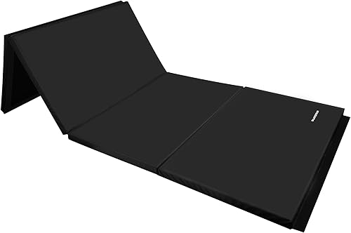 Miniatura 4 de BalanceFrom Colchoneta de gimnasia plegable de 4 paneles de 6 x 4 pies, almohadilla de 2 pulgadas de grosor con superficie de vinilo y asas de