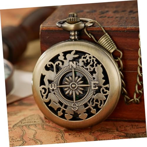 Brújula de bolsillo vintage con estuche de aleación portátil miniatura 7