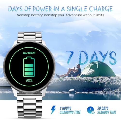 Image of GameSir Active 2 Smartwatch for Men & Women, 1.39 inch HD Round Display, Bluetooth Calling, Heart Rate & SPO₂, 100+ Sports Modes, IP67, Long Battery Life for Android & iOS (Metal Silver)