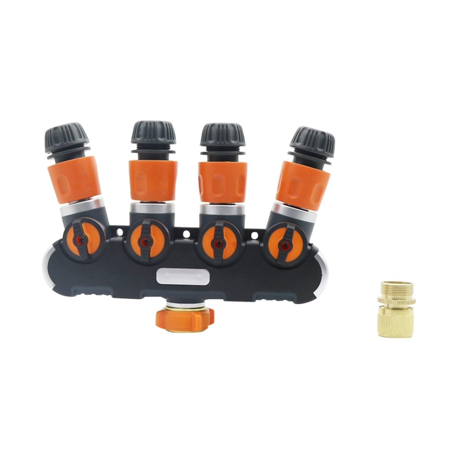 Válvula divisora ​​de 4 vías con conector rápido de latón, kit de conector rápido de manguera de 1/2 pulgada conector de manguera de grifo de jardín al aire libre 1 Juego