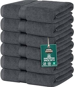 Utopia Towels - Katoenen Handdoeken, 60 x 120 cm Handdoeken voor zwembad, spa en fitnessruimte Lichtgewicht en zeer absorberende Quick Drogen Handdoeken, 6 Stuks (Grijs)