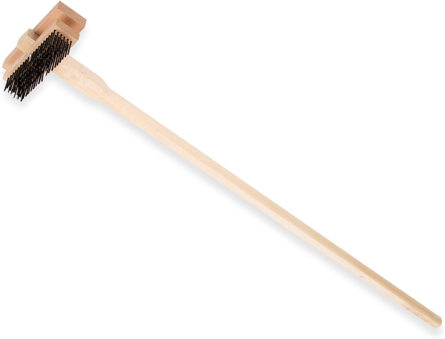 Carlisle Double Broiler King Grill Brush & Scraper, 48" Stainless Steel with Wood Handle, Pack of 2 - Commercial Heavy-Duty Oven Cleaner