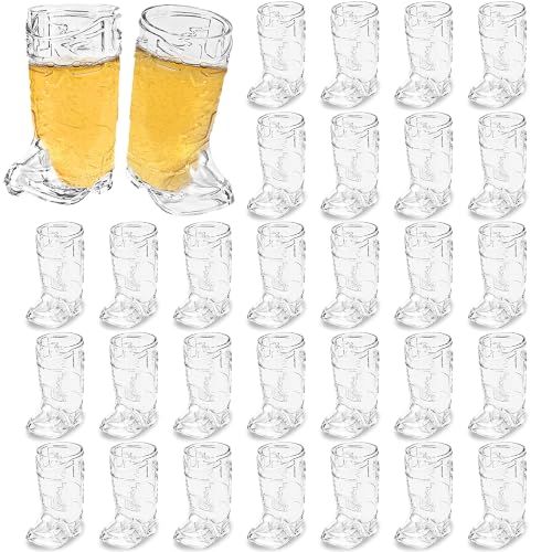 Image of SAIAOKJ Cowboy Boot Shot Glasses, 30 Pcs 1 Oz Plastic Boot Cups (Clear)
