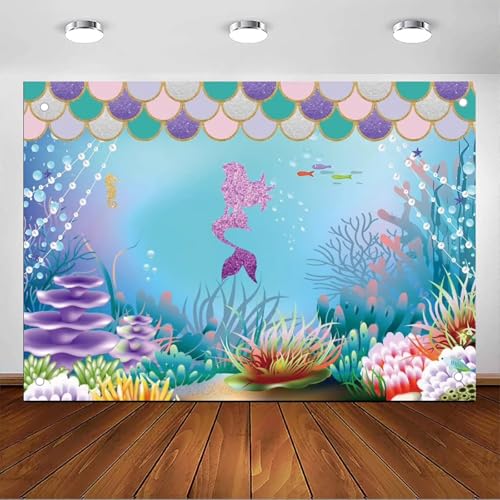 Fondo de cumpleaños Sirena 5x3ft color púrpura miniatura 2