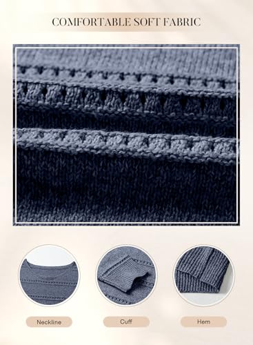 Image of SHEWIN Women's Sweaters Crew Neck Crochet Sweater Lightweight Knit Long Sleeve Tops Shirts Loose Fit Spring 2026