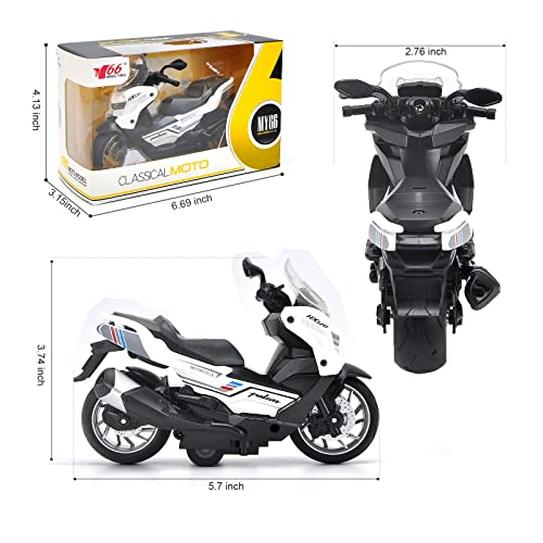 Bobuexer Motorcycle Toy Model,Pull Back Motorcycle Toy With Music Light,Office Desk Decor Ornament,Motorcycle Toys Replica Gift For Children Kids (White) #TOP1