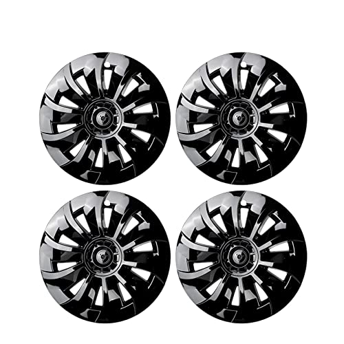 Automotive Hubcap 19 Inch Replacement Wheel Cap Set Compatibility With Tesla Model 3 2020 Full Rim Cover Hub Cap Car Accessories 4Pcs ( Color : Bright Black ) #TOP7