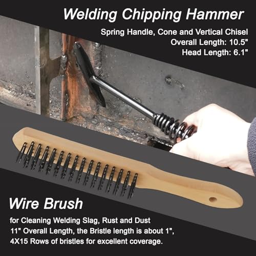 Image of VASTOOLS Welding Accessories,Welding Chipping Hammer, Leather Welding Gloves 13.5 inch,6-in-1 Welpers Pliers 7 inch,Wire Brush 11 inch,for Welder