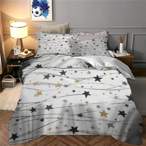 Drap de couette 3D imprimé étoiles en microfibre hypoallergénique 135x200