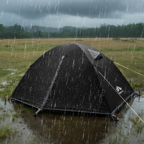 Image of Night Cat 2-Persons Backpacking Tent: Waterproof Lightweight Camping Tent for Two People Hiking Outdoor Mountain with Aluminum Poles and Rainfly Green