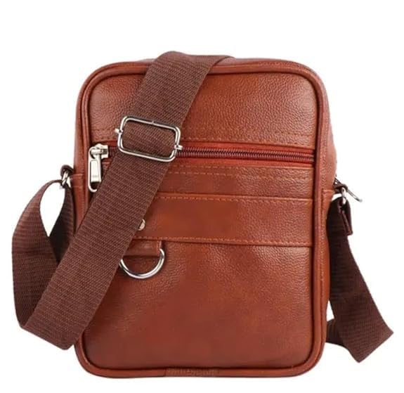 New Travel Office PU Synthetic Leather Men's Sling Bag (TAN)-picture-36