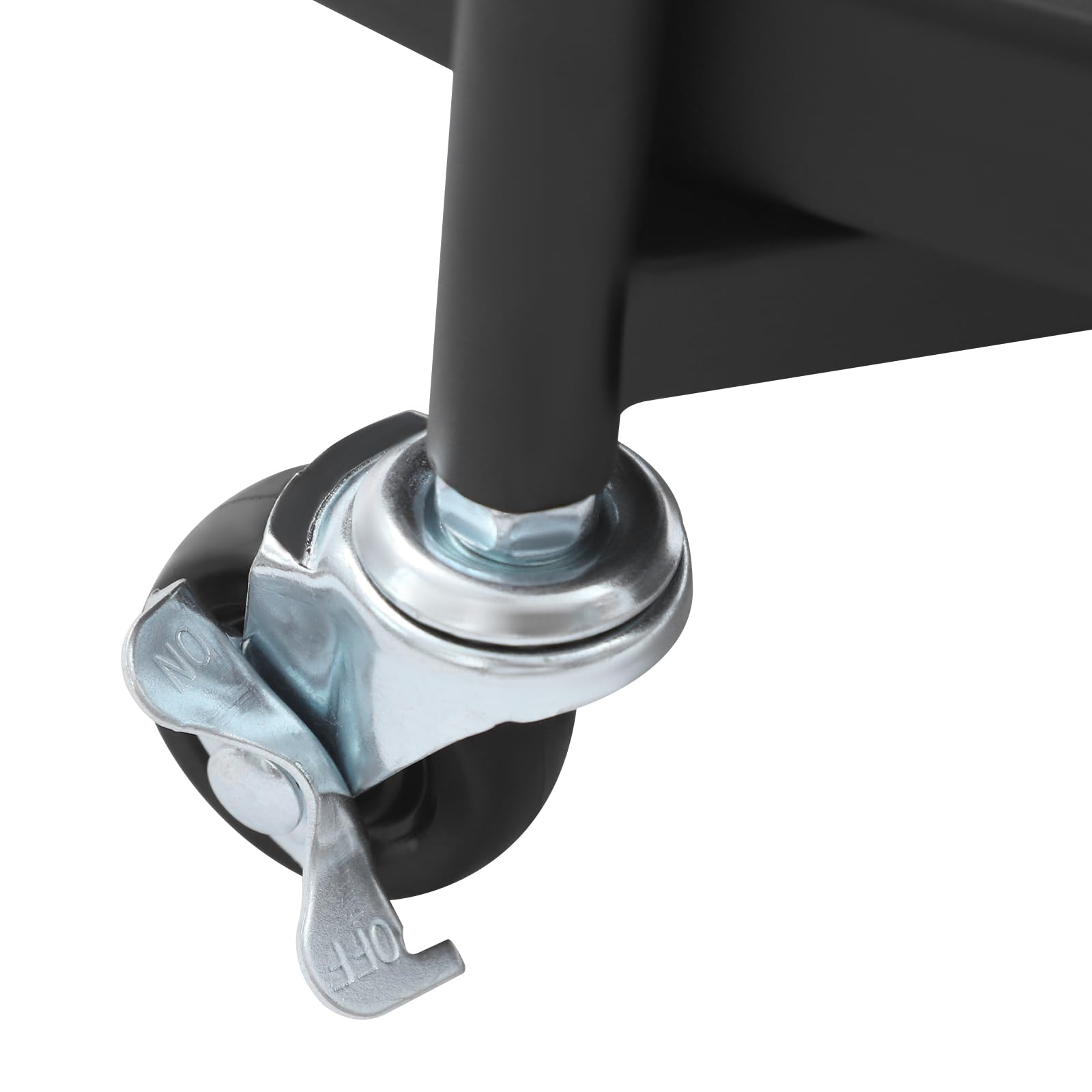 Carrello di laminazione di 3 livelli con ruote, carrello di utilità del metallo per cucina e soggiorno, 46 x 40 x 78 cm Scaffale di stoccaggio di risparmio di spazio nero con freni e maniglia