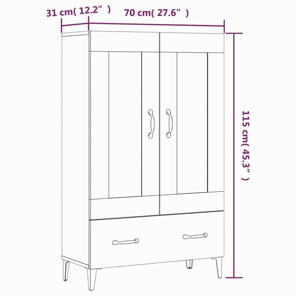 vidaXL Highboard Sonoma-Eiche 70x31x115 cm Holzwerkstoff