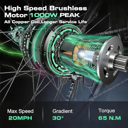 Vivi Electric Bike for Adults, 27.5" Big Tire Shock Absorption E Bicycle 500W Mountain Bicycle with 48V 10.4AH Removeable Battery, 50 Miles, Disc Brake, Mountain Adult Bike, Certified UL 2849 - Image 3
