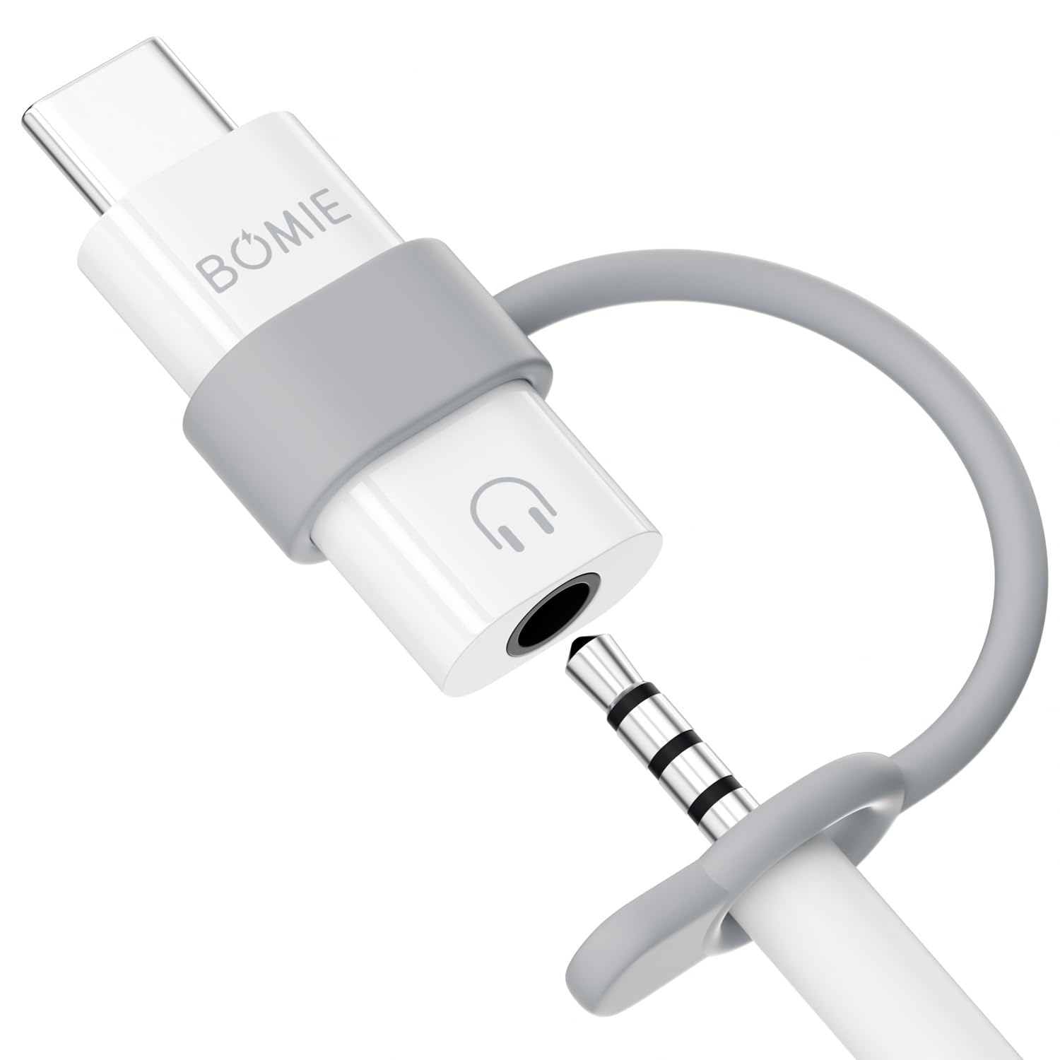 BOMIE USB C to 3.5mm イヤホンジャック 変換アダプター イヤホンジャック 変換 タイプc 3極 4極 DACチップ搭載 Hi-Fi音質 音量調節/通話/音楽対応 有線コントロール 紛失防止設計 Phone 17/16/15 シリーズ Pad G-alaxy X-peria P-ixel Android Type Cなど機器に適用