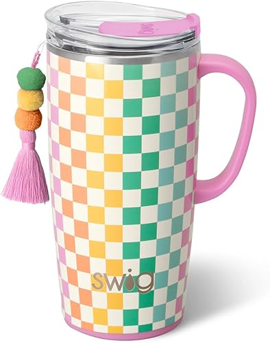 Vista 61 de Swig Life - Taza de viaje de 22 onzas, vaso con aislamiento y asa con tapa, apto para portavasos, apto para lavavajillas, de acero inoxidable, taza