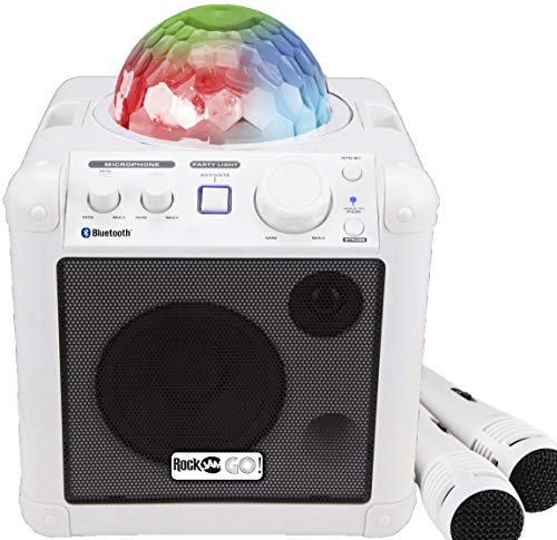 RockJam RJGO-WE GO Lightshow Bluetooth Rechargeable Karaoke Speaker, White