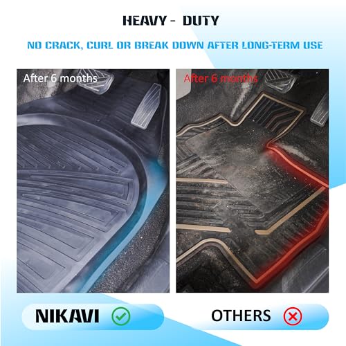 Image of NIKAVI Universal Car Floor Mats 5 Pcs Set, Premium TPE Tray Style Car Mats, Waterproof, Anti-Slip, All Weather Protection, Flexible Durable Easy to Clean Car Foot Mats, Black