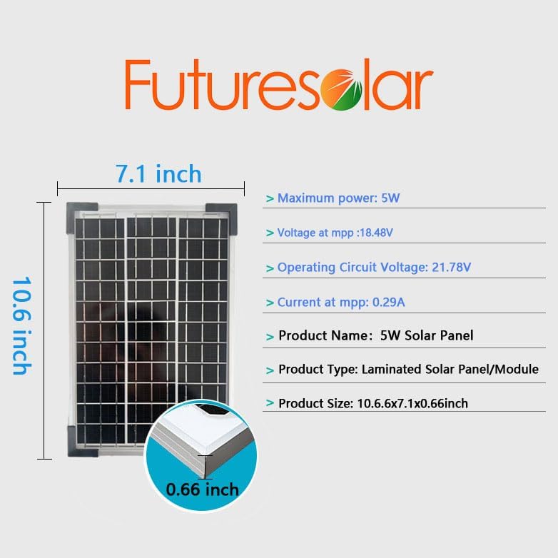 Miniatura 2 de Panel solar de 5 W, cargador solar portátil de 12 V de alta eficiencia para dispositivos pequeños módulo fotovoltaico monocristalino luces LED,
