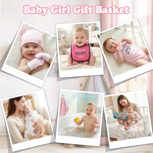 Image of iAOVUEBY Baby Gift Set for Newborn, New Baby Girl Gift Basket, Newborn Essentials Hat Onesie Bear Toys Keepsake Blanket Infant Diaper Changing Pad Bibs, Baby Shower Gifts for Girls