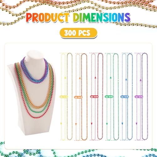 image for skaqwuan 300PCS Pride Rainbow Beads Necklaces Bulk, 6 Colors 33inch LG