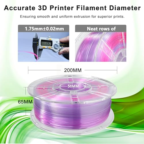 Image of iBOSS Gradient PLA Plus 3D Printer Filament 1.75mm+ /-0.02mm, 1kg Spool (2 2lbs) Transparent Dual Color 3D Printing Filament, PLA Pro 3D Filament, Fit Most FDM Printer(Transparent Rose Red Light Blue)