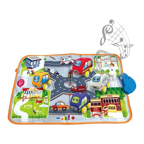 Tappeto per bambini Tappeto da classe, Tappeto da strada per bambini - Tappeto educativo per il traffico musicale per l'apprendimento precoce dei bambini,Coperte da strada alimentate a batteria Copert