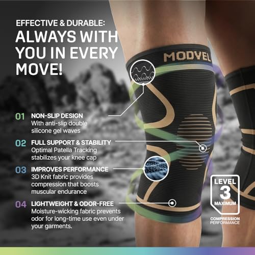 Image of Modvel 2 Pack Knee Brace for Women - Knee Support for Walking, Knee Compression Sleeves for Pain Relief, Knee Sleeves for Women, Knee Brace for Sports, Workouts & Arthritis
