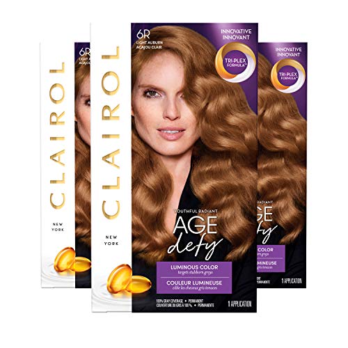 Clairol Age Defy Permanent Hair Color, 6R Light Auburn, 3 Count