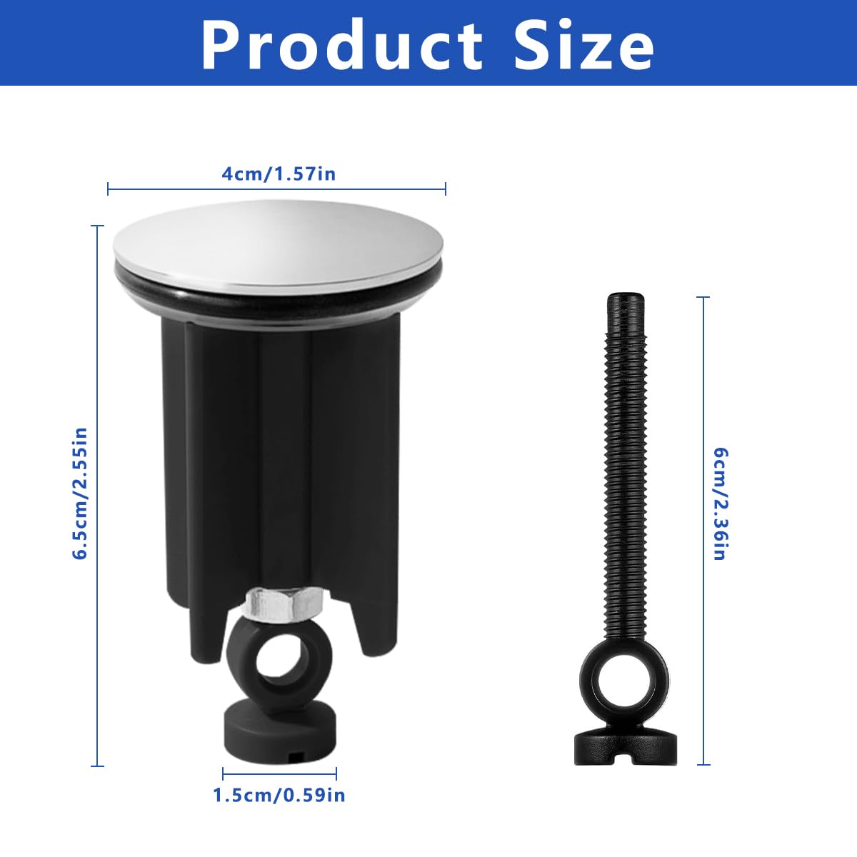 Set universale di 3 tappi per lavello, tappo di scarico da 40 mm, per bagno e cucina, regolabile con viti, si adatta alla maggior parte dei lavelli, facile installazione e design elegante