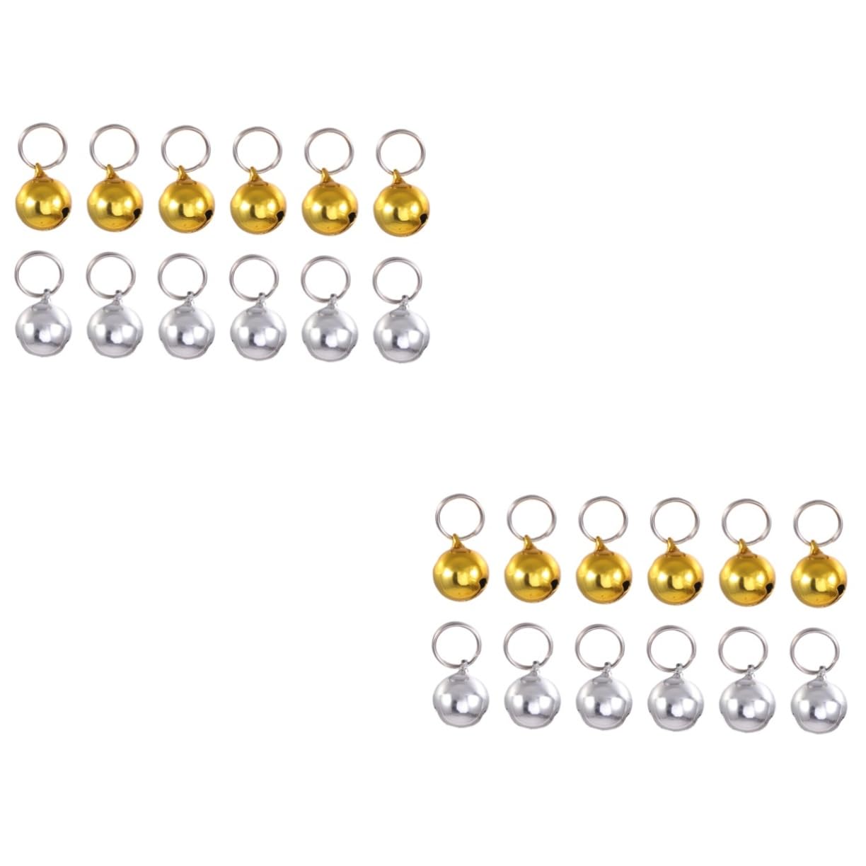 Beavorty 2sets Loose Beads Pet Cat Puppy Dog Bells for Pet Christmas Diy Craft 12pcs*2