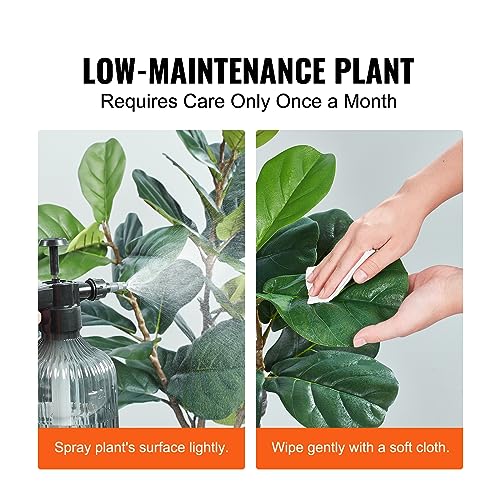 Image of VEVOR Artificial Fiddle Leaf Fig Tree 6 FT, Secure PE Material & Anti-Tip Tilt Protection Low-Maintenance Faux Plant, Lifelike Green Fake Potted Tree for Home Office Warehouse Decor Indoor Outdoor