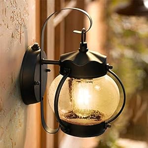 Hobaca E27 Classique Noir Imperméable Verre Applique Murale Exterieur Vintage Industrielle Luminaire Exterieur – IP44
