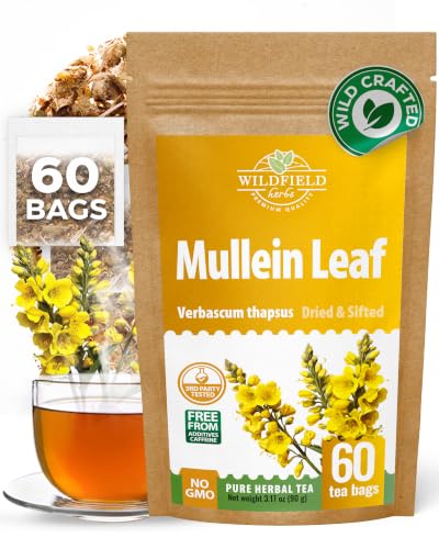 60 Bags Mullein Leaf Tea (Verbáscum L.) - 60 Count 2g Bags Mullen Leaves Mullein Mulungu Hoja De Gordolobo