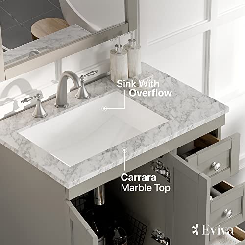 Eviva-Acclaim-28-Inch-Vanity-With-Sink–Grey-Small-Bathroom-Vanity-With-Sink-28-Inch-Marble-Top-And-Porcelain-Sink-Bathroom-Sink-Cabinet-Stylish-Single-Sink-Bathroom-Vanity-For-Modern-Bathrooms Eviva Acclaim 28 Inch Vanity With Sink–Grey Small Bathroom Vanity With Sink 28 Inch Marble Top And Porcelain Sink Bathroom Sink Cabinet Stylish Single Sink Bathroom Vanity For Modern Bathrooms