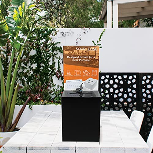 Source One Premium Tall Donation Box For Charity With 6.75″ X 8.5″ Sign Holder Available In Multiple Colors (1 Pack, Black) #TOP4