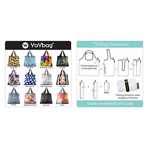 Yaybag Jumbo Size, Fashionable Reusable Shopping Bags, Reusable Grocery Bags, Reusable Produce Bags, Washable Reusable Bags, Foldable Reusable Bags, 55 Lbs Heavy Duty Polyester, Blue Lemon #TOP3