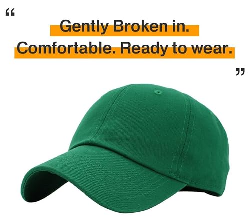 KB-LOW KGN Classic Cotton Dad Hat Adjustable Plain Cap. Polo Style Low Profile (Unstructured) (Classic) Kelly Green Adjustable