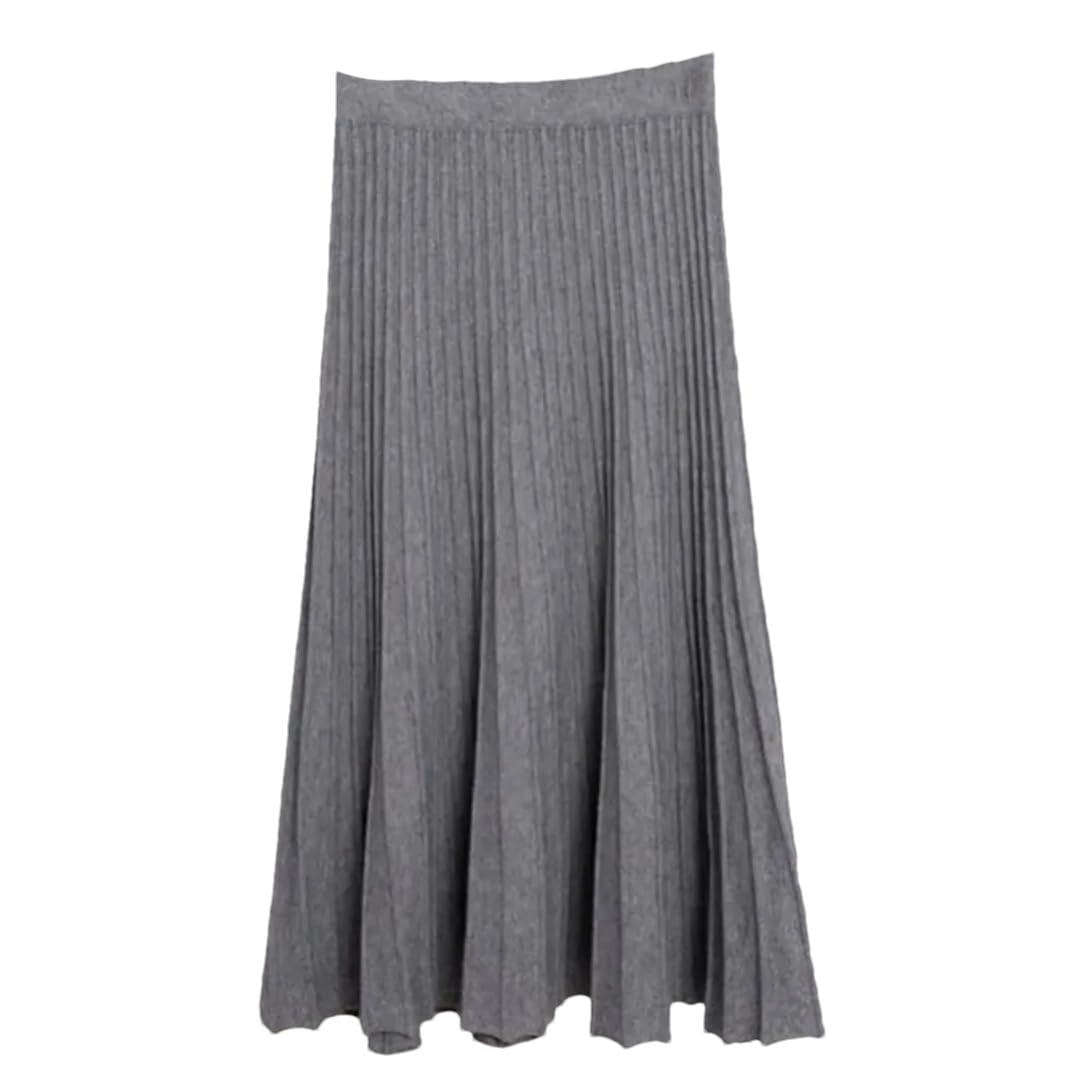 Gonne lunghe a coste a maglia grande swing inverno ispessito solido A-Line pieghe lunghezza alla caviglia gonne in maglia