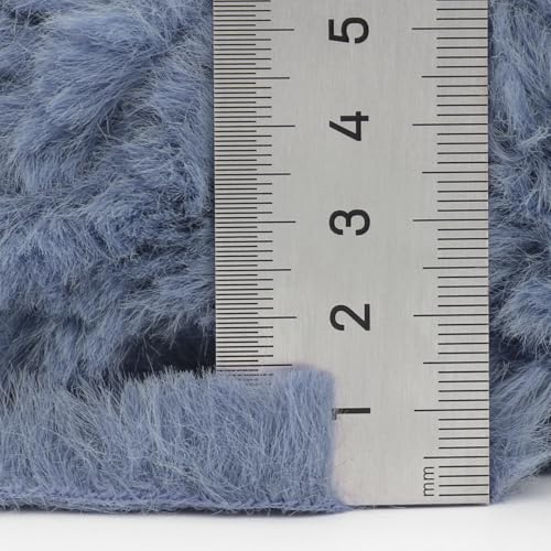 Image of NICEEC 2 Skeins Faux Fur Yarn Super Soft, Chunky & Fluffy, Eyelash Yarn for Crochet & Knitting (Total Length 70yds,3.53oz) - Grayish Blue