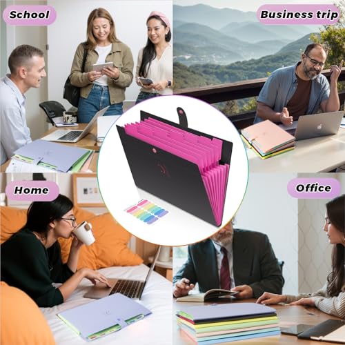 Nicecho Organizador de arquivos sanfonado, pasta expansível de 8 bolsos com etiquetas, pastas portát