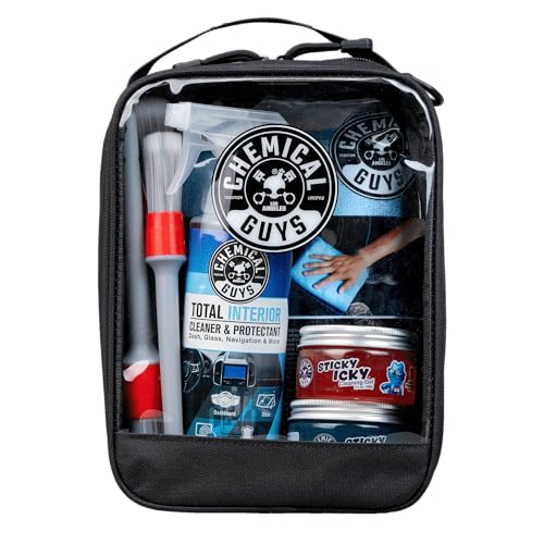 Image of Chemical Guys Interior Cleaning Kit with Storage Bag Total Interior Cleaner Microfiber Towels Detailing Brushes and Sticky Gel Giftable Car Care Set - 10 Items