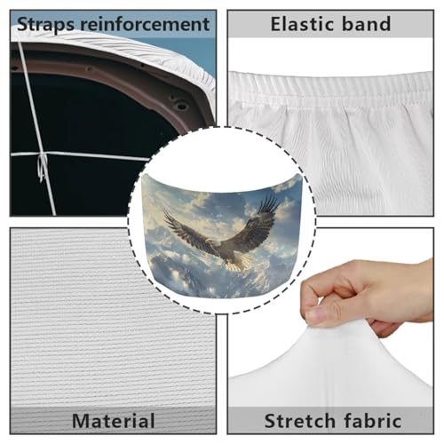 Image of Car Hood Cover Protector,Polyester Easy Installation Car Hood Wrap Blanket,Automotive Exterior Accessories for Most Sedan Small SUV Truck Black Eagle Print Design